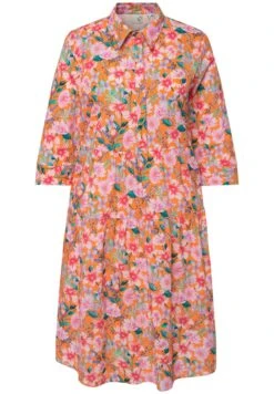 Ulla Popken Fleurs Ligne En A Manches 3/4 - Blousejurk - Jaune Orange -Ulla Popken Winkel 068af60b8a6d4b72aa136b10cb3573c7