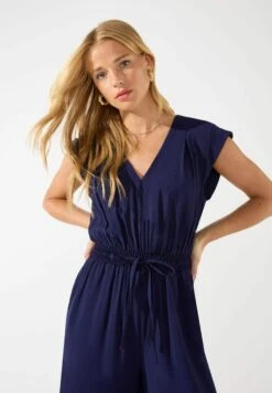 Shirred Waist- Jumpsuit - Blue -Ulla Popken Winkel 0b03141da2484cf7bb9df481ad830350