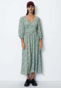 Marc O'Polo DENIM V Neck Blumen Shaped Aus Crêpe Vo - Jurk - Multi Still Water -Ulla Popken Winkel 119b6869253e4097b10fe0b8d8d4e545