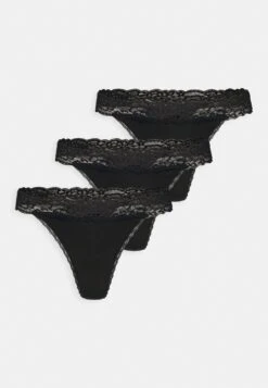 Anna Field 3 Pack Lace Trim Thong - String - Black -Ulla Popken Winkel 13815b0c5eb74aefa009a72fbc0b00d7