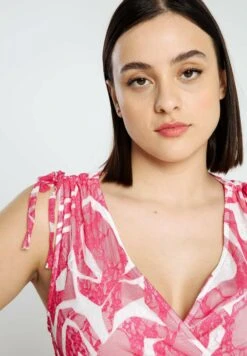 Kurzes Mit Grafischem Muster Und Schleifen An Den S - Jurk - Fushia -Ulla Popken Winkel 14a18399ef714e929512c177c8d8cf5b