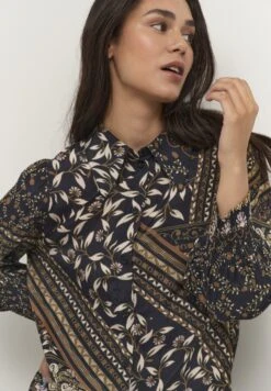 Kaffe Katila - Overhemdblouse - Black Brown Scarf Print -Ulla Popken Winkel 169368070fbb4d038d9b9eb72602a2a5