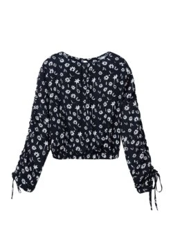 Desigual Gathered Floral Blouse - Blouse - Royal -Ulla Popken Winkel 16e4883048e240f2b89270d29f9cd8bd