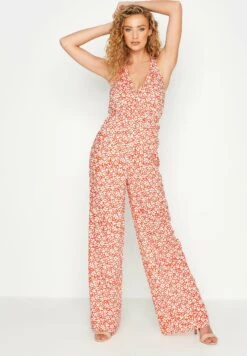 Printed Halter Neck- Jumpsuit - Orange