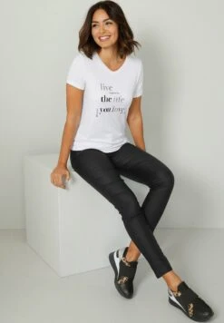 T-Shirt Print - Weiß/Schwarz -Ulla Popken Winkel 1f097cfd51e84a3f8ff576cd67e9e1ac