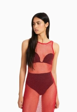 BERSHKA Long Strappy - Maxi-Jurk - Red -Ulla Popken Winkel 20cbc633754a4520a6d68c432870878e