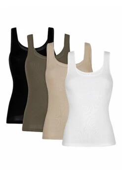 Achsel Im 4Er-Pack - Hemd - Schwarz Champagner Nude Moosgrün