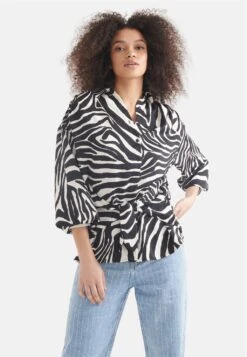 Zebra Print - Overhemdblouse - Black/White -Ulla Popken Winkel 2b0a4bdcda8043afa6892fd49542a68e
