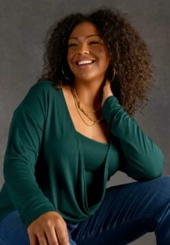 Longsleeve - Green -Ulla Popken Winkel 30ce49bf17d0475cbf645060f0bfa42b