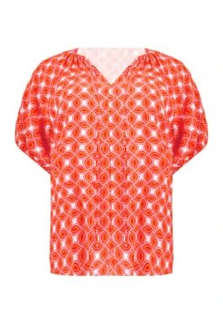 Geo Tie Front - Blouse - Red -Ulla Popken Winkel 32cd68ec05bf4eeb8e529375c925d692