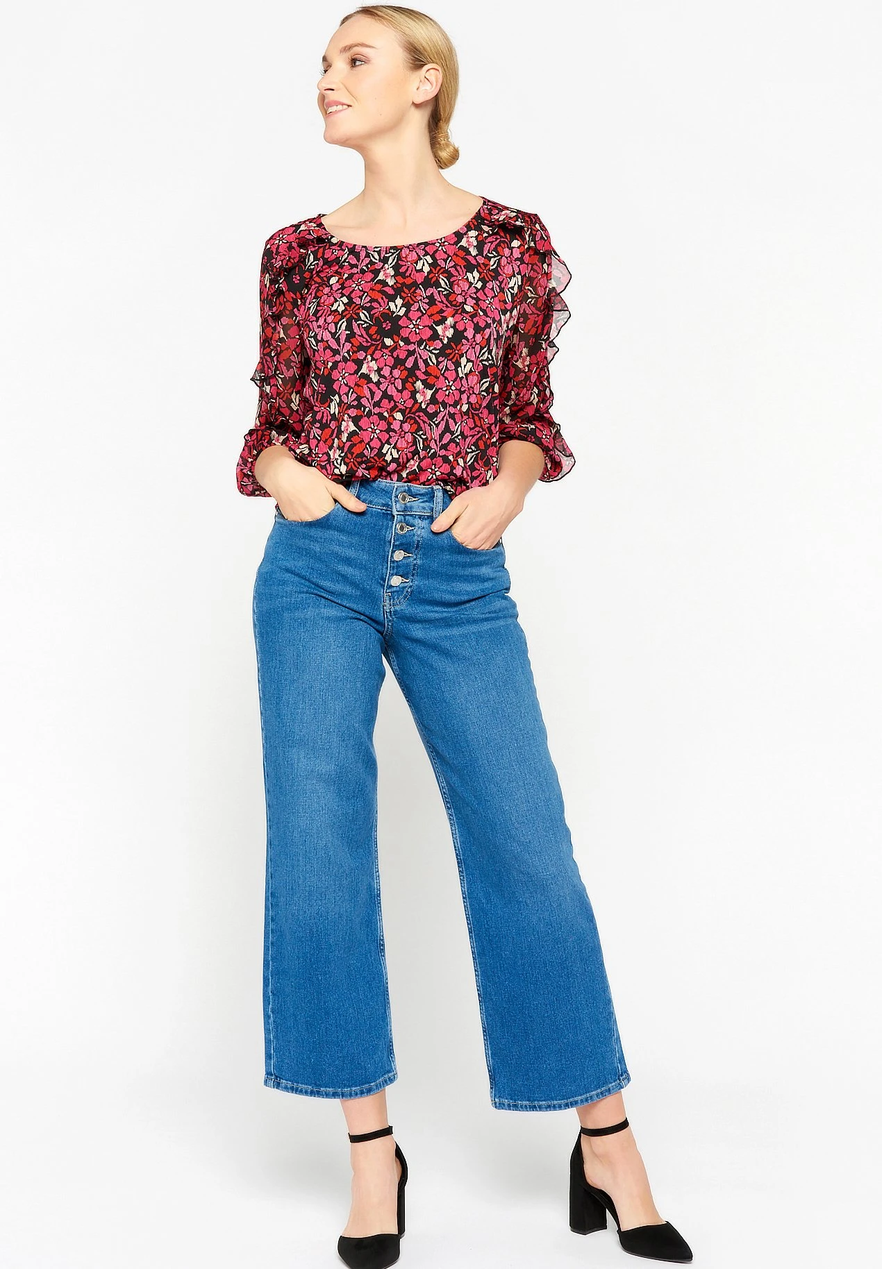 LOLALIZA Floral Print - Blouse - Black 2 LOLALIZA Floral Print - Blouse - Black - Afbeelding 2