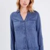 Mit Langen Ärmeln - Overhemdblouse - Bleu Foncé