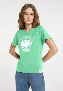 With Mangrove Print - T-Shirt Print - Jade Cream Green