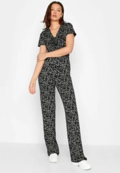 Leaf Print- Jumpsuit - Black