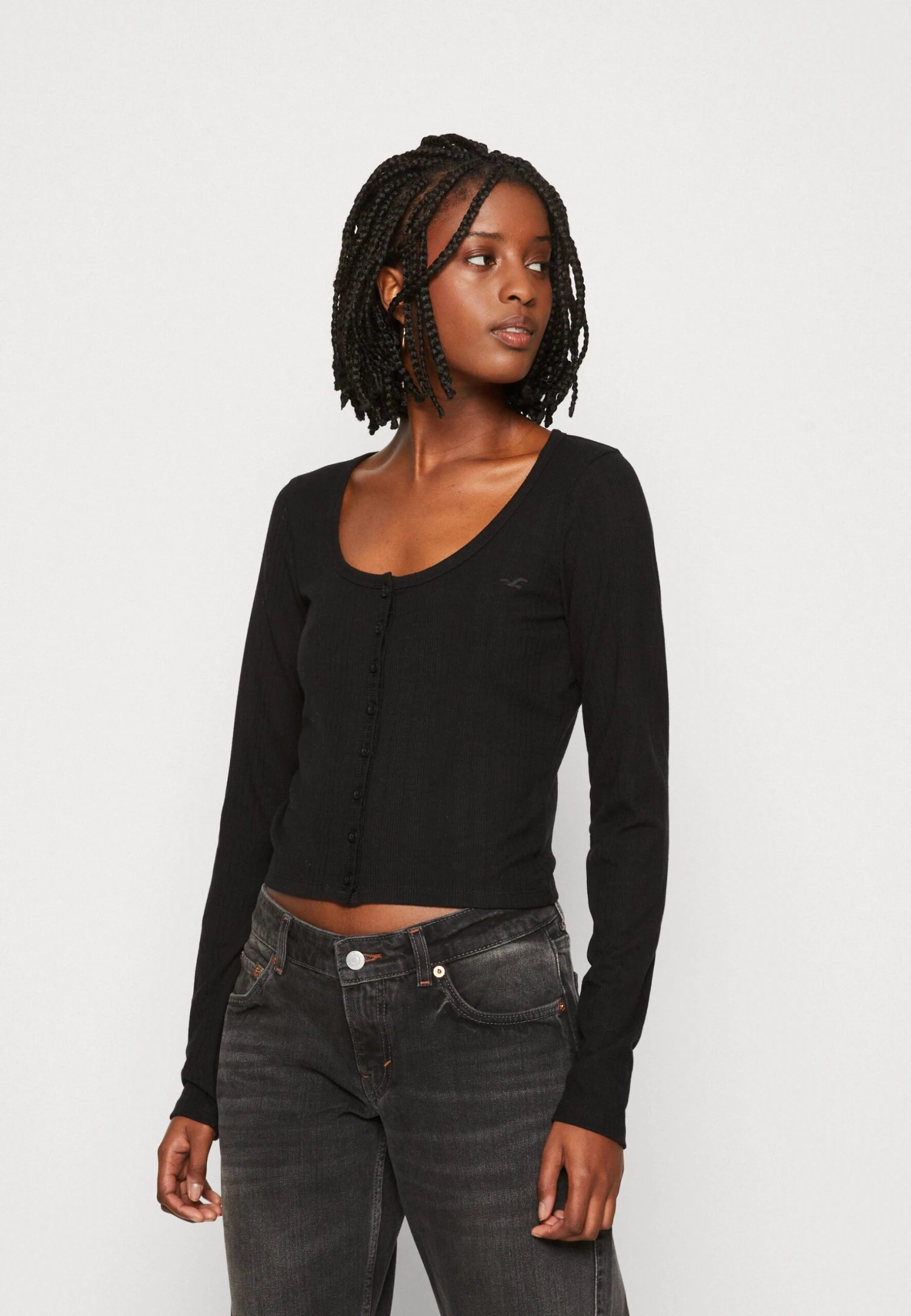 Hollister Co. Button Through Icon - Longsleeve - Casual Black 1 Hollister Co. Button Through Icon - Longsleeve - Casual Black