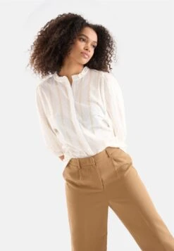 Lurex Detail Gebroken - Overhemdblouse - Offwhite -Ulla Popken Winkel 5234445f9a6a45b6b70103924936b9f4