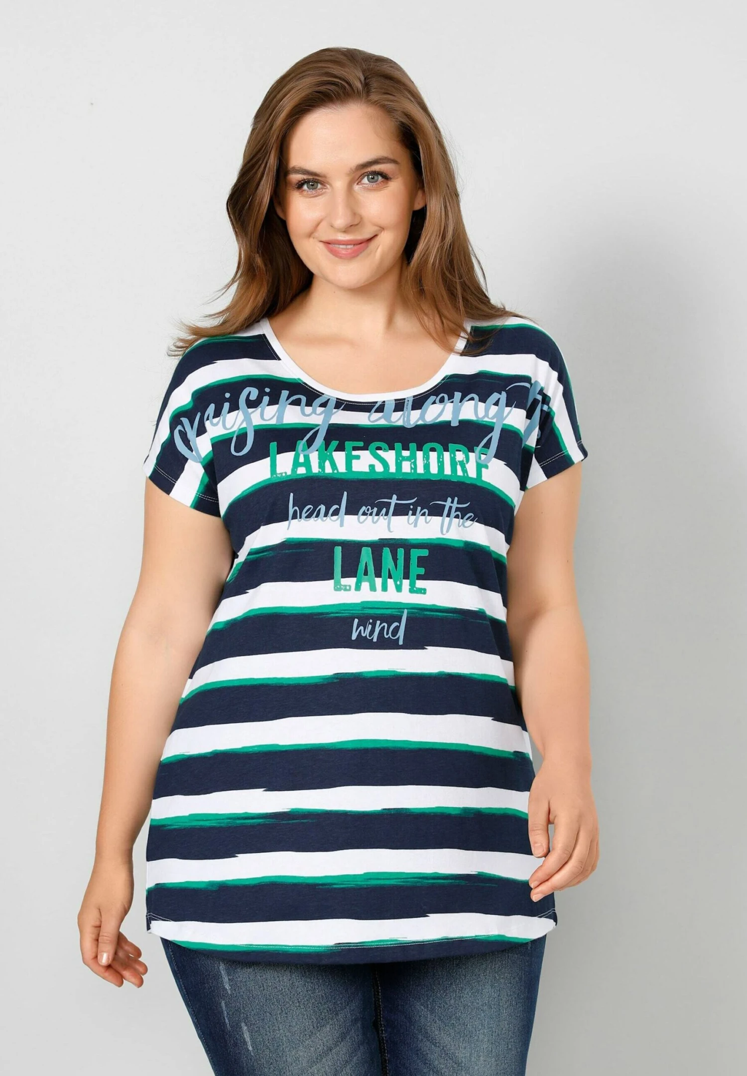 T-Shirt Print - Weiß Blau 1 T-Shirt Print - Weiß Blau