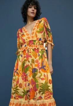 Farm Rio Rio Tapestry Dress - Maxi-Jurk - Rio Tapestry Yellow -Ulla Popken Winkel 57053ee2f1b84293b6dcd2f44e63341d