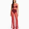 BERSHKA Long Strappy - Maxi-Jurk - Red