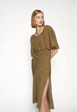 Designers Remix Valerie Puff Dress - Jurk - Olive -Ulla Popken Winkel 6088f641bb1c485f9fe9b51344e71dbe