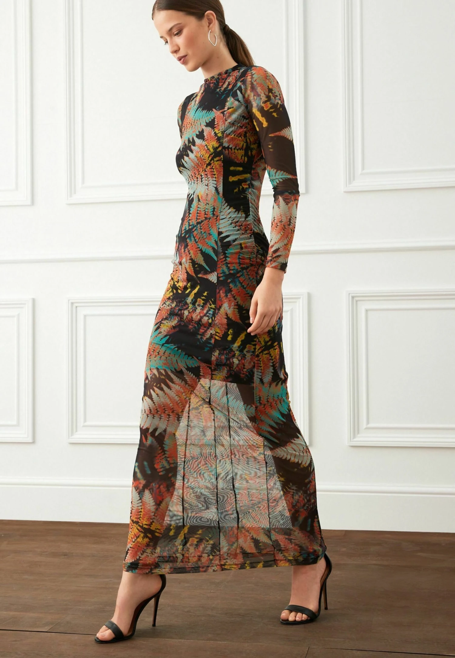 Next Long Sleeve Standard - Maxi-Jurk - Black Fern Print 1 Next Long Sleeve Standard - Maxi-Jurk - Black Fern Print