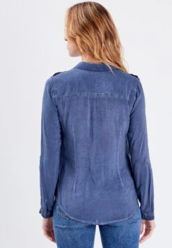 Mit Langen Ärmeln - Overhemdblouse - Bleu Foncé -Ulla Popken Winkel 63e0f645923e44aaa8bae7753b5bb3c2