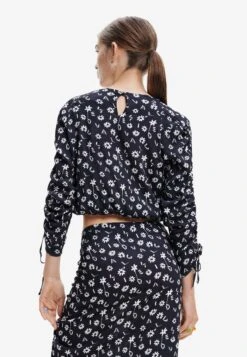 Desigual Gathered Floral Blouse - Blouse - Royal -Ulla Popken Winkel 64cf42df3f984a82ab8767541637ee50