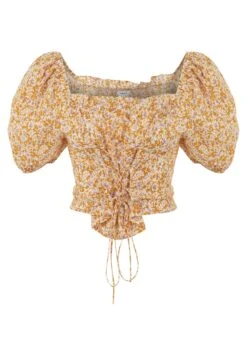 Twist Slim Cut Patterned Balloon Sleeve - Blouse - Orange -Ulla Popken Winkel 6df9f4b320824b0d9e638c940d72718e