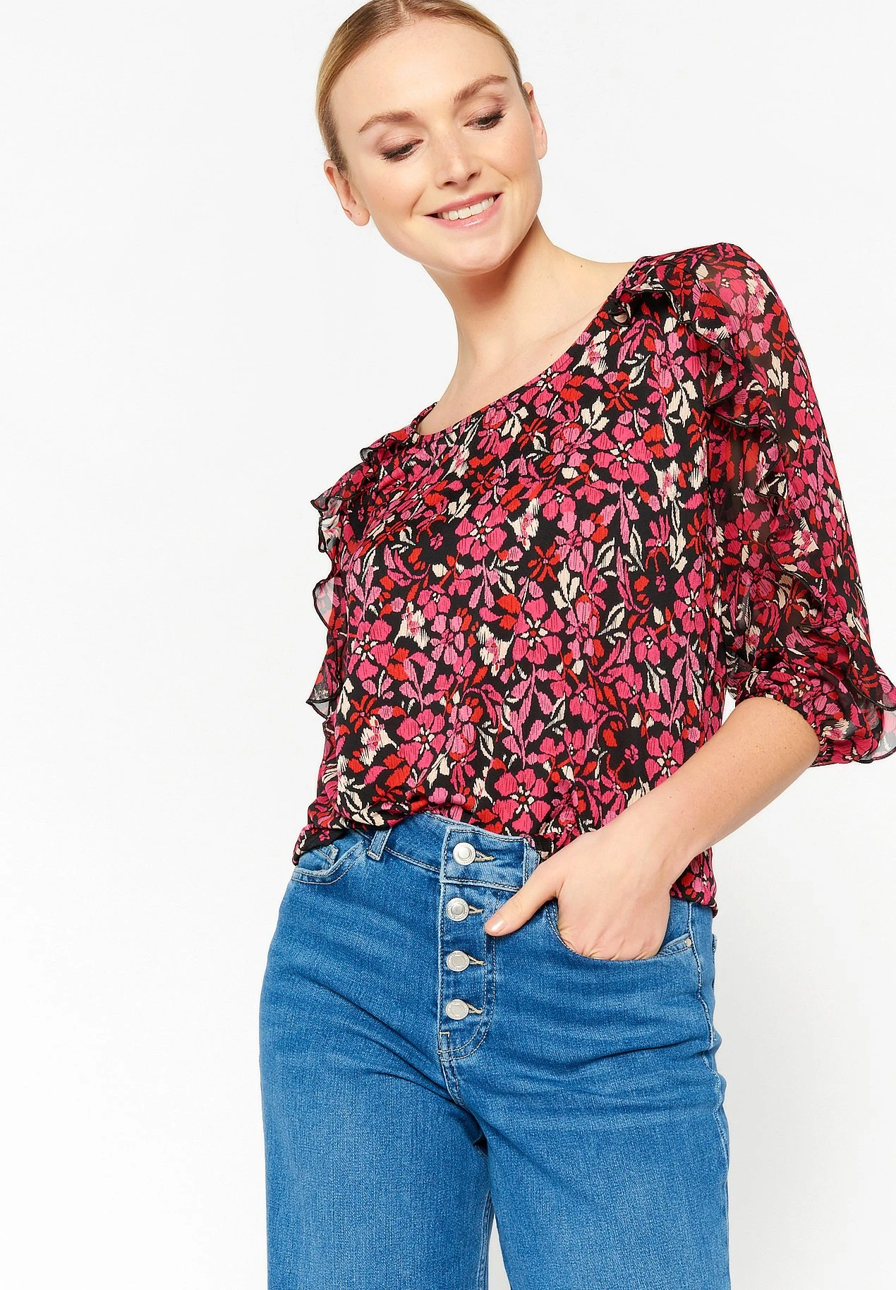 LOLALIZA Floral Print - Blouse - Black 1 LOLALIZA Floral Print - Blouse - Black