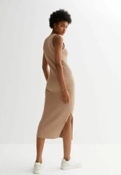 New Look Split- Gebreide Jurk - Camel