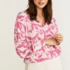 Karin V-Neck Flower Print - Blouse - Versus Rose