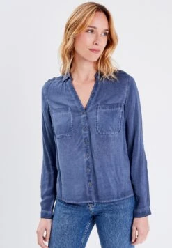 Mit Langen Ärmeln - Overhemdblouse - Bleu Foncé -Ulla Popken Winkel 7eaaa40303e84c36bfa3b3df8b47de53