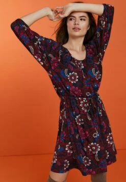 Next Long Sleeve Slinky - Jurk - Navy Purple Floral