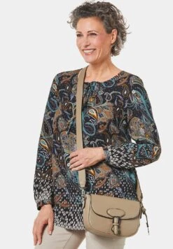 GOLDNER Blouse - Navy / Patterned -Ulla Popken Winkel 846f8baa21ef4b12920468106e1cc785