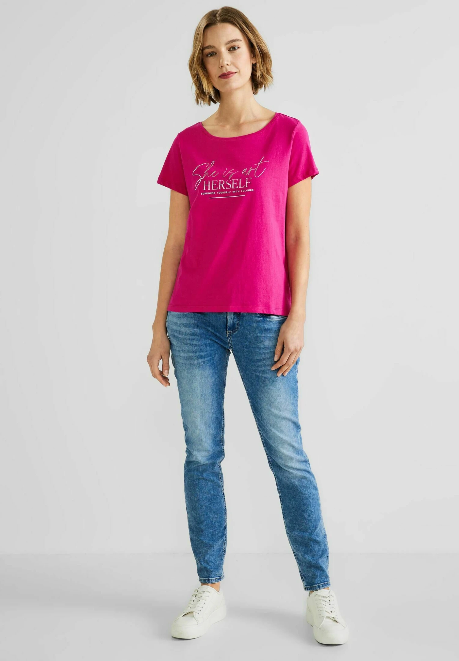 STREET ONE Mit Partprint - T-Shirt Print - Pink 2 STREET ONE Mit Partprint - T-Shirt Print - Pink - Afbeelding 2