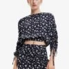 Desigual Gathered Floral Blouse - Blouse - Royal
