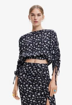 Desigual Gathered Floral Blouse - Blouse - Royal