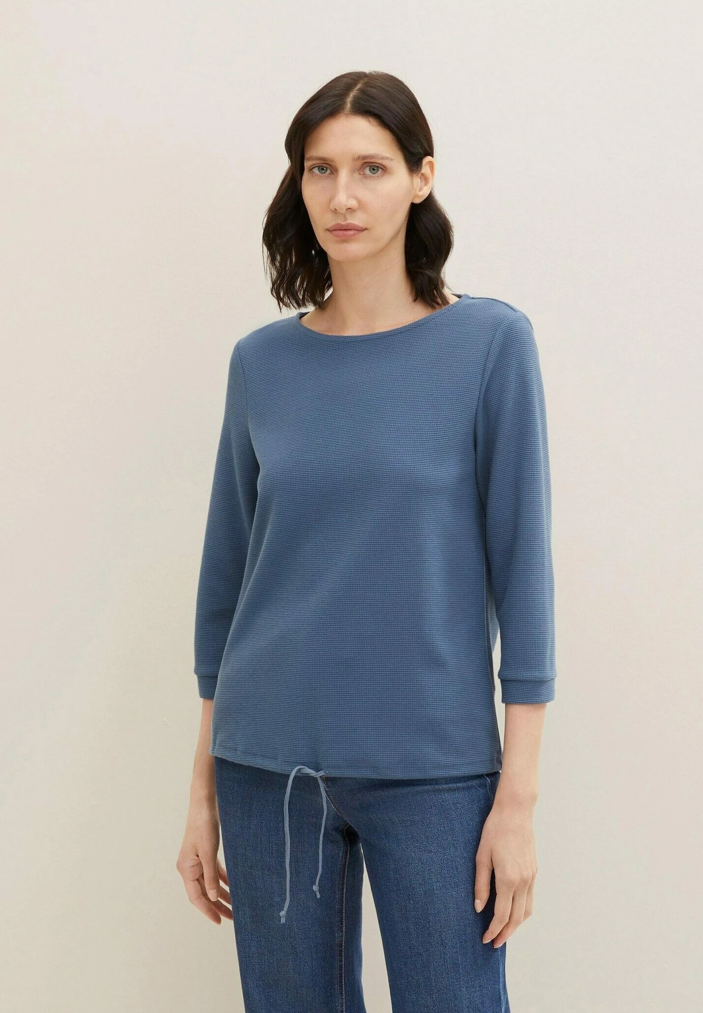Tom Tailor Waffle Structure - Longsleeve - Stormy Sea Blue 1 Tom Tailor Waffle Structure - Longsleeve - Stormy Sea Blue
