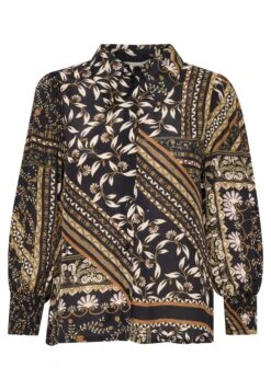 Kaffe Katila - Overhemdblouse - Black Brown Scarf Print -Ulla Popken Winkel 918ac4a3ef6148b38fd1db3c8c13e604