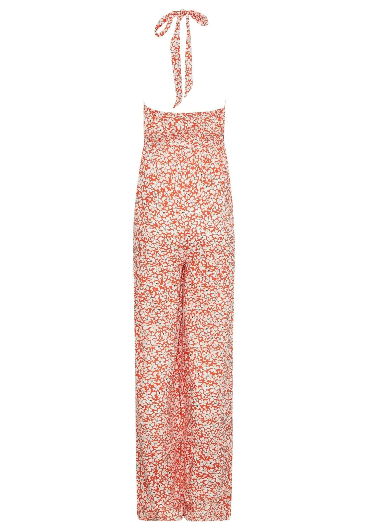Printed Halter Neck- Jumpsuit - Orange 4 Printed Halter Neck- Jumpsuit - Orange - Afbeelding 4