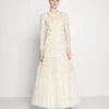 Needle & Thread Brianna Long Sleeve Gown - Galajurk - Cream/Multi