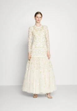 Needle & Thread Brianna Long Sleeve Gown - Galajurk - Cream/Multi