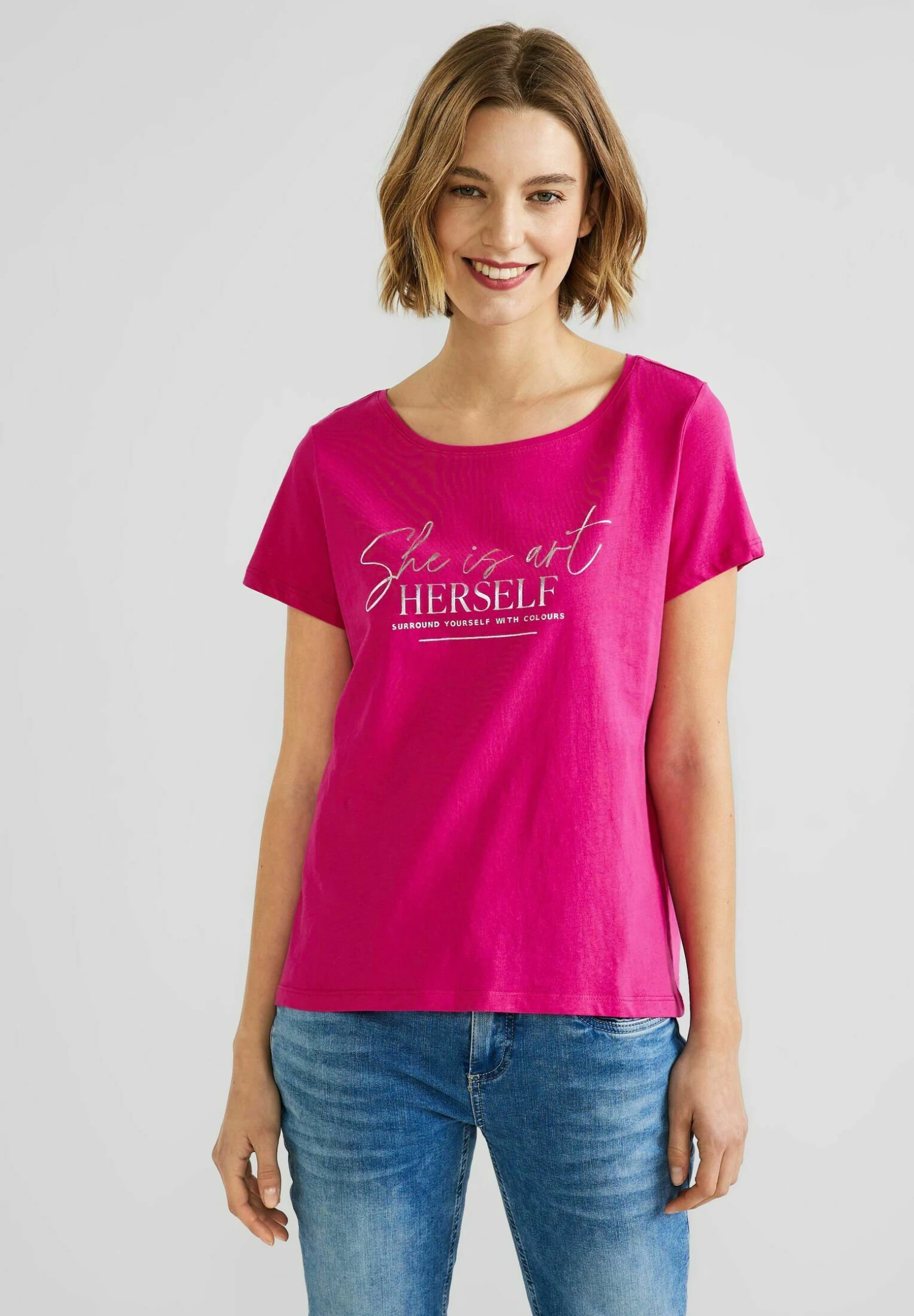 STREET ONE Mit Partprint - T-Shirt Print - Pink 1 STREET ONE Mit Partprint - T-Shirt Print - Pink