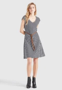 Khujo Leifa - Jurk - Dunkelblau-Weiß Gestreift -Ulla Popken Winkel 9764519df4154983ba63e28a82b195b0