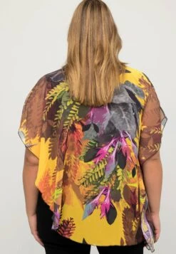 Ulla Popken Dubbellaags Bloemenprint Ronde Hals Korte Mouwen- Blouse - Zonnebloem -Ulla Popken Winkel 97e7ae8402c64ff9b4451b122155599c