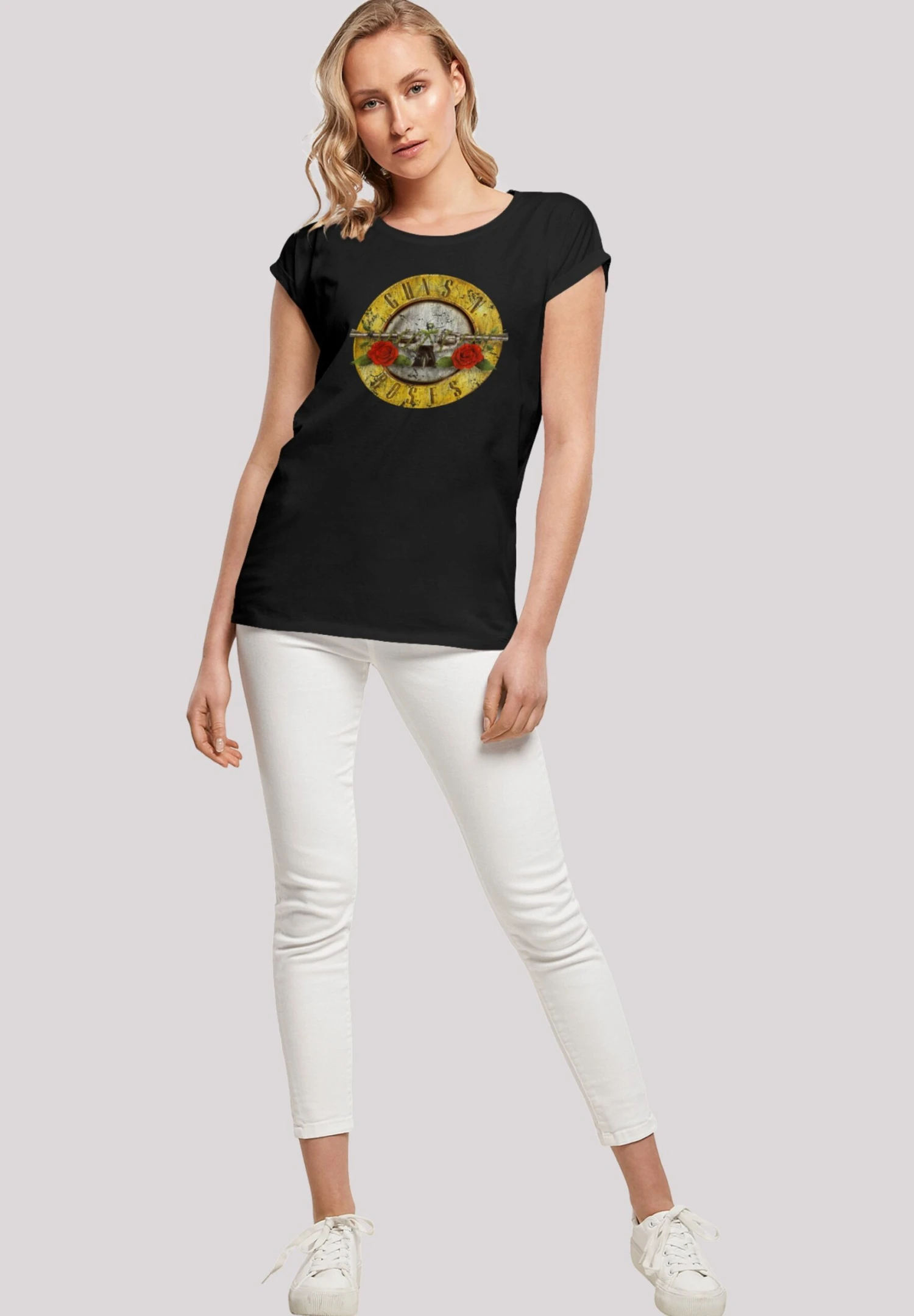 F4NT4STIC Guns 'N' Roses Band Vintage Classic Logo (Distressed) - T-Shirt Print - Black 2 F4NT4STIC Guns 'N' Roses Band Vintage Classic Logo (Distressed) - T-Shirt Print - Black - Afbeelding 2