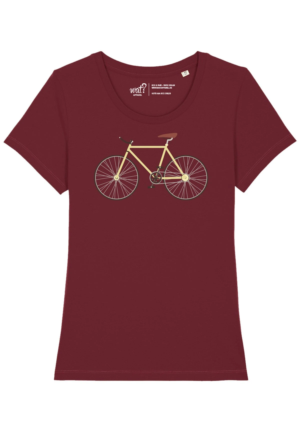 Yellow Bike - T-Shirt Print - Burgundy 1 Yellow Bike - T-Shirt Print - Burgundy