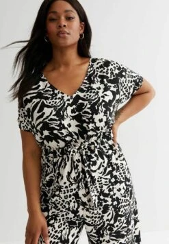 Curves Animal Print Crop- Jumpsuit - Black Pattern -Ulla Popken Winkel a10b882f5f9a49e99f171c5d65cb93bf