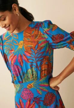 Next Short Sleeve Mini Petite - Jurk - Blue Floral -Ulla Popken Winkel b9ac196973d849cca53544fe140617d4