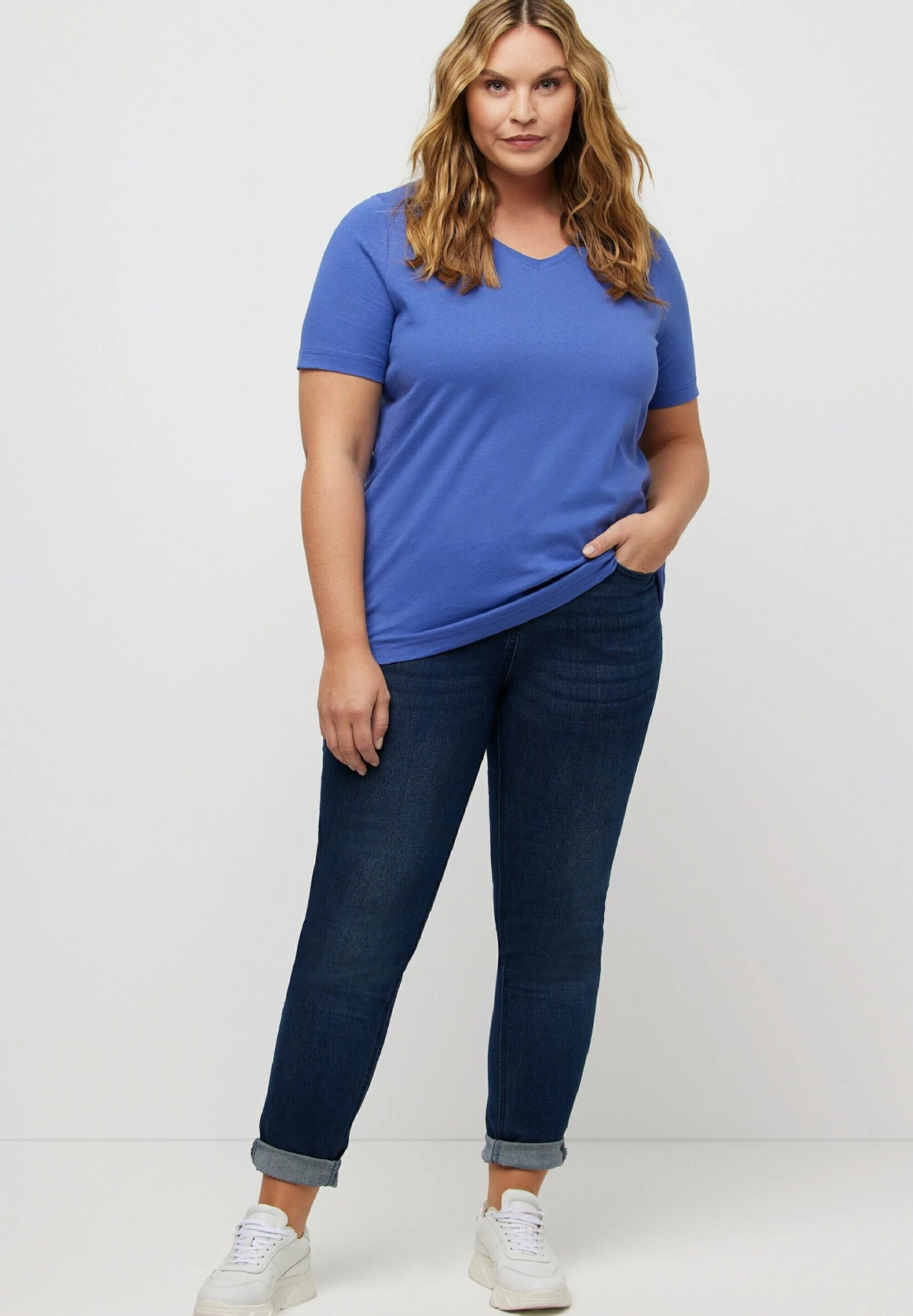 Ulla Popken T-Shirt Basic - Turquoise Green 2 Ulla Popken T-Shirt Basic - Turquoise Green - Afbeelding 2